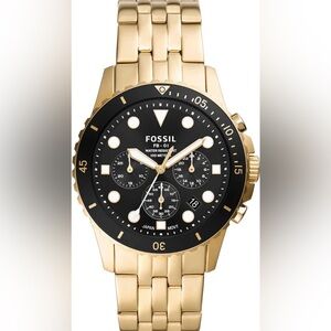 Fossil Gold and Black Chronograph Watch Mens